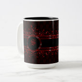 gothische monogrammen, zwart en rood tweekleurige koffiemok (Voorkant links)