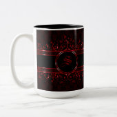 gothische monogrammen, zwart en rood tweekleurige koffiemok (Links)