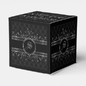  gothische monogrammen, zwart en zilver bedankdoosjes (Achterkant)