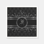 gothische monogrammen, zwart en zilver servet (Voorkant)