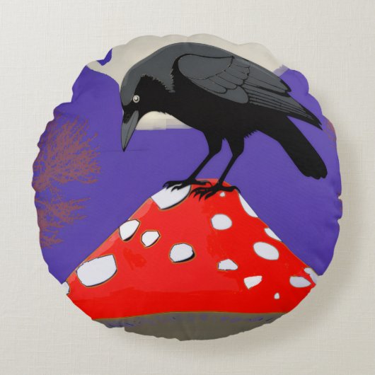 Gothische Mystieke Raaf Rond Kussen (Voorkant)