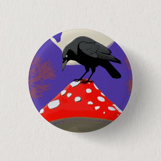 Gothische mystieke raaf ronde button 3,2 cm (Voorkant)