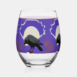 Gothische Mystieke Raaf Wijnglas Zonder Voet