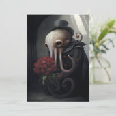 Gothische octopus in top-hoed feestdagenkaart (Staand voorkant)