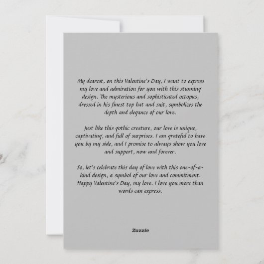 Gothische octopus in top-hoed feestdagenkaart (Achterkant)