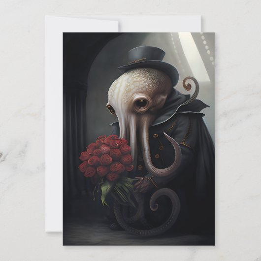 Gothische Octopus met Hoed Feestdagenkaart (Voorkant)