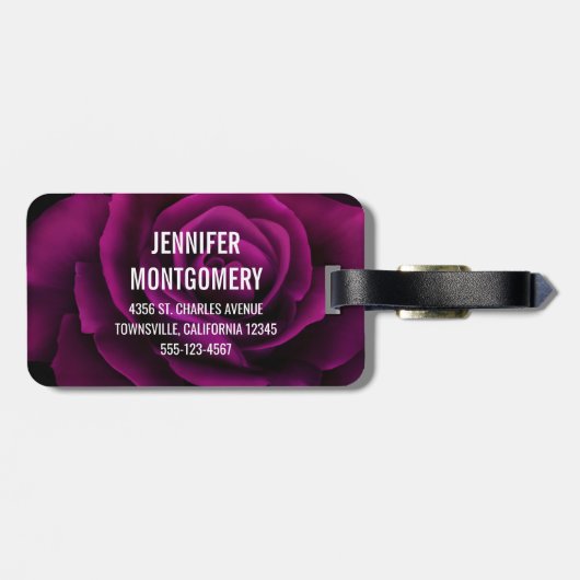 Gothische Paars-rode rozenbloem Bagagelabel (Achterkant horizontaal)