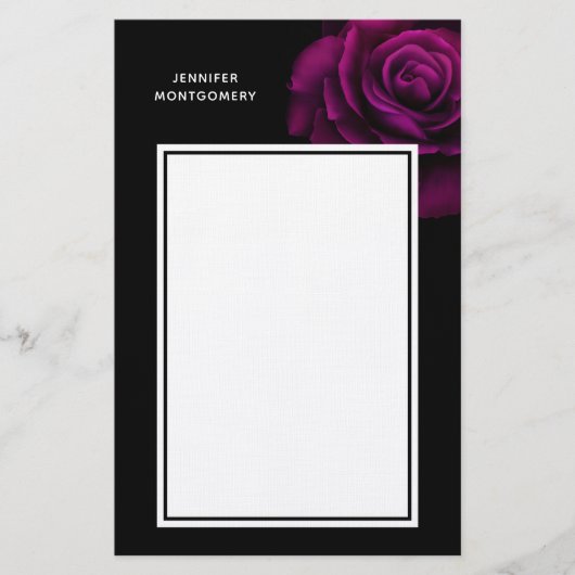 Gothische Paars-rode rozenbloem Briefpapier (Voorkant)