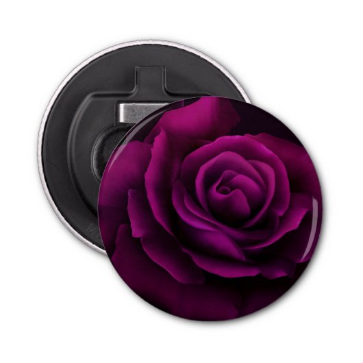 Gothische Paars-rode rozenbloem Button Flesopener (Voorkant)