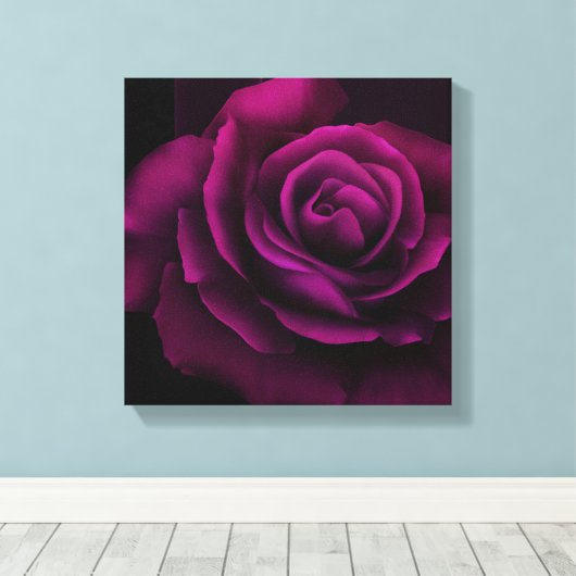 Gothische Paars-rode rozenbloem Canvas Afdruk (Insitu (Houten vloer))