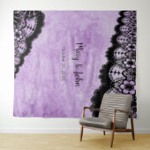 Gothische Paarse Grunge Zwarte Kant Foto Achtergro Wandkleed (In Situ (horizontaal))