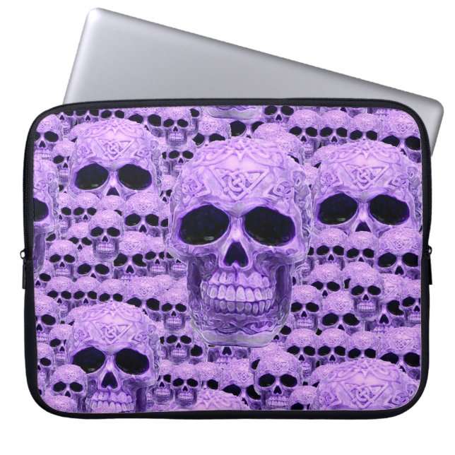 Gothische Paarse schedels Laptop Sleeve (Voorkant)