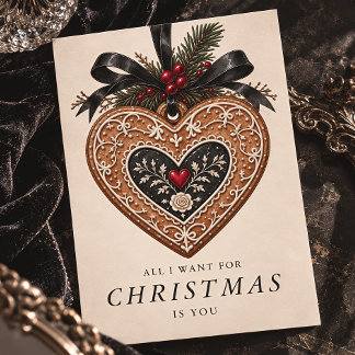 Gothische peperkoekhart Alles wat ik met Kerstmis Feestdagenkaart
