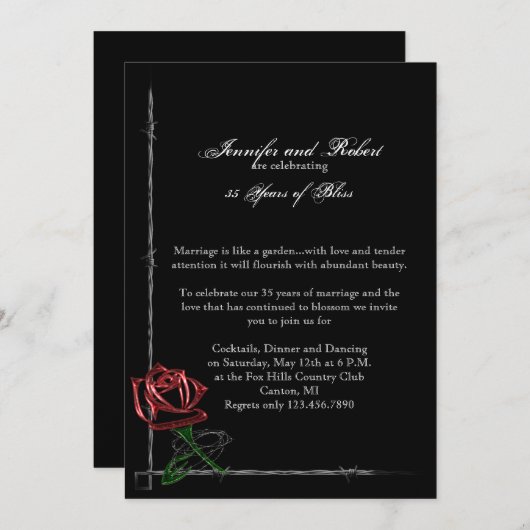 Gothische Prikkeldraad en Roze Huwelijksverjaardag Kaart (Voorkant / Achterkant)