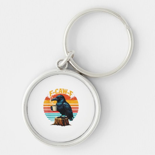 Gothische raaf Grappig Halloween F Caw F Koffie Sleutelhanger (Voorkant)