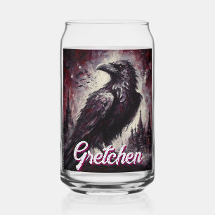 Gothische raaf kraai vogel schildering gepersonali blikvorm glas