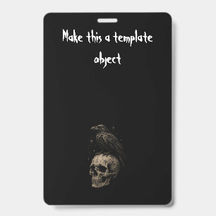 Gothische raaf op schedel vintage Halloween uitnod Badge