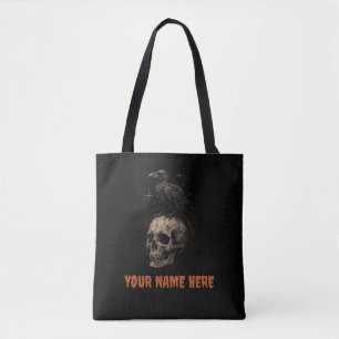 Gothische raaf op schedel vintage mysterie . tote bag