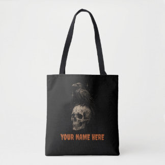 Gothische raaf op schedel vintage mysterie . tote bag