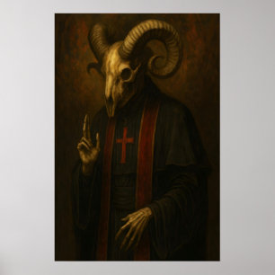 Gothische Ram Schedel Priester Kunstprint Occult D Poster