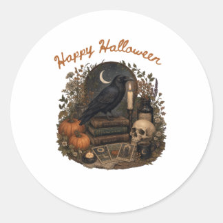 Gothische Raven Hekserij Halloween Cottagecore Ronde Sticker