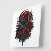 Gothische Raven Rode Maan & Rozen Wandklok (Hoek)