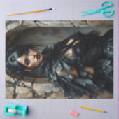 Gothische Raven Vrouw Decoupage Papier (Craft)