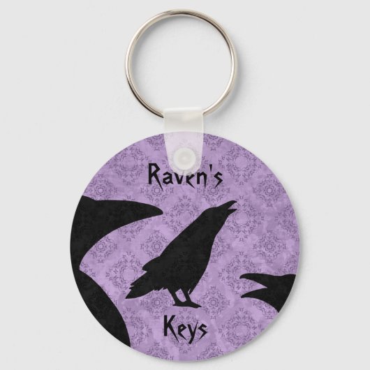 Gothische ravens zwart en paars jouw naam toevoege sleutelhanger (Voorkant)