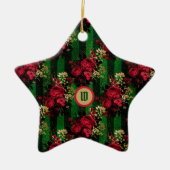 Gothische rode rozen en strips met Initiaal Keramisch Ornament (Voorkant)