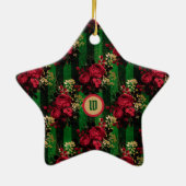 Gothische rode rozen en strips met Initiaal Keramisch Ornament (Achterkant)