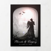 Gothische Romance Halloween Black & White Drieluik Uitnodiging (Cover)