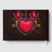 Gothische romantiek rode hartketting & rozen perso gastenboek (Achterkant)