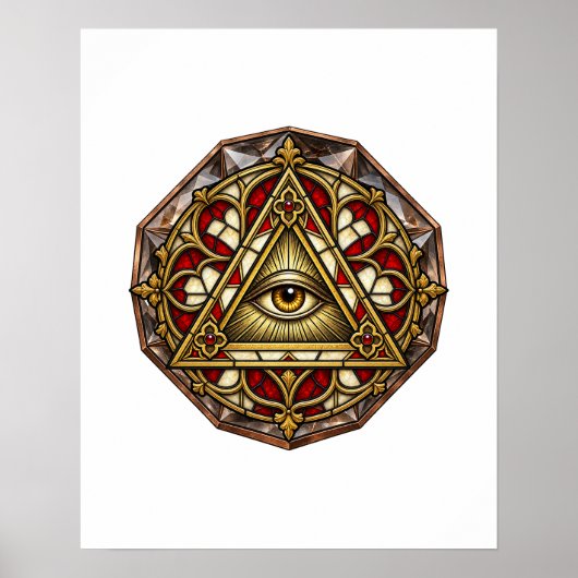 Gothische Roosvenster Oog Poster (Voorkant)