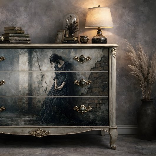 Gothische Rouwende Vrouw Muur Decoupage Tissuepapier