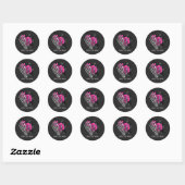  gothische roze roze skelet op maat ronde sticker (Vel)