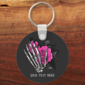  gothische roze roze skelet op maat sleutelhanger (Voorkant)