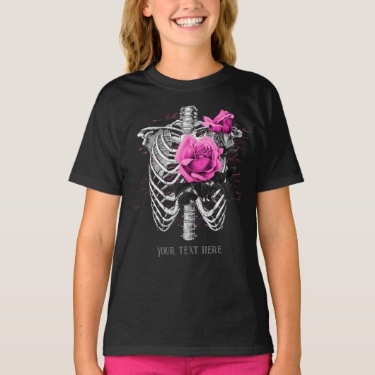  gothische roze roze skelet op maat t-shirt (Voorkant)