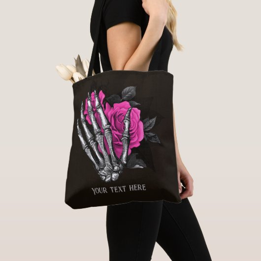 gothische roze roze skelet op maat tote bag (Dichtbij)