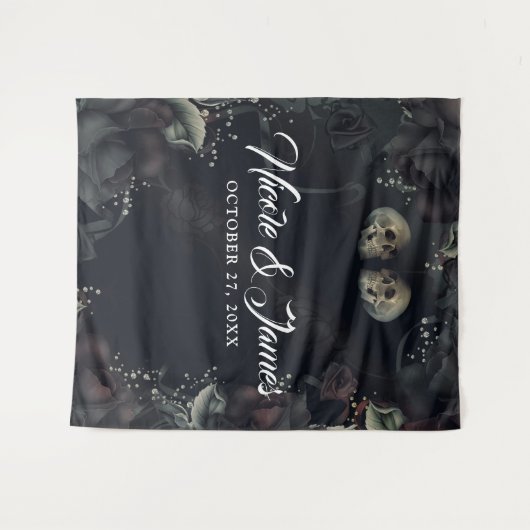 Gothische Rozen en achtergrond rond de bruiloft Wandkleed (Voorkant (horizontaal))