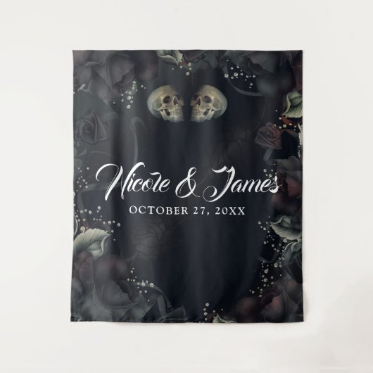 Gothische Rozen en achtergrond rond de bruiloft Wandkleed (Voorkant)