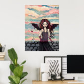 Gothische Rozen Fantasy Vampier Fee Poster (Thuiskantoor)