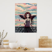 Gothische Rozen Fantasy Vampier Fee Poster (Keuken)