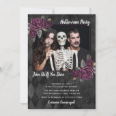 Gothische Rozen Foto Halloween Party Invitation Kaart (Voorkant)