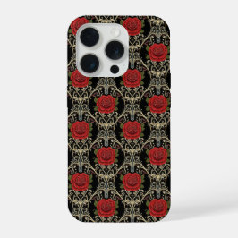 Gothische rozen patroon telefoonhoes iPhone 15 pro case