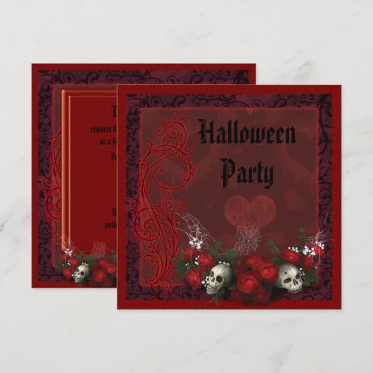 Gothische Rozen, zwart en rood, halloween Kaart (Voorkant / Achterkant)