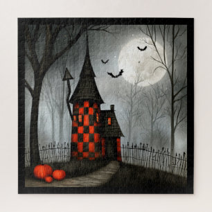Gothische schaakbord Halloween-toren Legpuzzel
