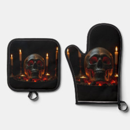 Gothische Schedel Altaar Halloween Oven Mitts Set