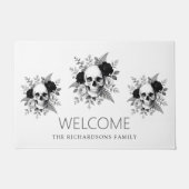 Gothische Schedel Bloemige Halloween Deurmat (Voorkant)