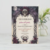 Gothische Schedel Elixir Bar Halloween Uitnodiging (Staand voorkant)