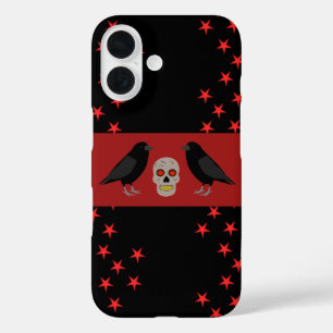 Gothische Schedel en Beschermende Raven Halloween iPhone 16 Hoesje